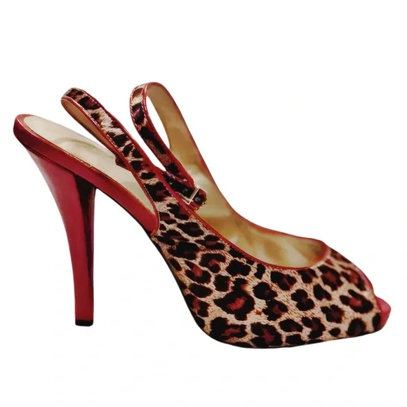 Joey Shoes Joey Rare Leopard Print Designer Open Toe Heels